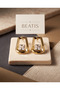 Gold Color Geometric Shaped Square Stone Detailed Women's Earrings - 4