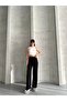 Modal Fabric Waist Belted Palazzo Trousers with Grass Detail - 5