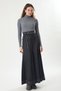 Skirt with Decorative Stitching and Segments Denim Skirt Black - 3
