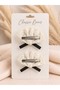 2-Piece Cream Scallop Lace Black Bow Pearl Detailed Hair Clips for Women and Children - 3