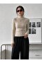 Beige Halter Neck Long Sleeve Stylish Blouse - 4