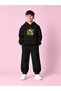 Dino Printed Design Unisex Kids Hoodie and Sweatpants Set - Relaxed Fit Cotton Two-Piece Set
