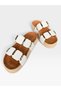Women's Stone Detailed Cork High-Soled Slippers White - 6