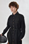Long Denim Shirt with Deep Side Slits Black - 5