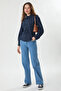 Flared Linen Shirt Navy Blue - 5
