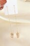 Gold Color Crystal Stone Long Dangle Owl Earrings - 2