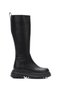 Women's Black Faux Leather Round Toe Thick Sole Comfortable Boots - 2