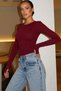 Women's White Camisole Long Sleeve Blouse with Finger Detail Body&Blouse with Finger Detail - 3