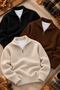 Men's 6-Piece Advantageous Set 3 Corduroy Shirts 3 Half-Zip Knit Sweaters High-Neck Long-Sleeve Winter Wear - 2