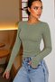 Women's White Camisole Long Sleeve Blouse with Finger Detail Body&Blouse with Finger Detail - 8