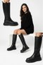 Women's Black Faux Leather Round Toe Thick Sole Comfortable Boots - 3