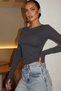 Women's White Camisole Long Sleeve Blouse with Finger Detail Body&Blouse with Finger Detail - 3