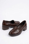 Poser Genuine Leather Croka Printed Women's Low Heel Shoes Brown Patent Leather - 2