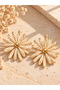 Wicker Detailed Flower Earrings