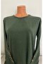 Er Clothing Winter Cotton Combed Cotton Blouse with Long Sleeves, Crew Neck, Embroidered Sleeves, Green - 2