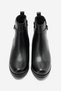 Women's Comfort Heeled Zip-Up Buckled Casual Boots, Genuine Leather, ODILE BLACK - 4