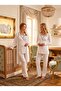 New Season Ecru Double-Breasted Collar Breastfeeding Compatible Design Long Sleeve 100% Cotton Maternity Pajamas Nightgown Set - 3