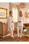 New Season Ecru Double-Breasted Collar Breastfeeding Compatible Design Long Sleeve 100% Cotton Maternity Pajamas Nightgown Set - 7
