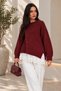 Women's Knitwear Sweater Oversize Drop Shoulder Lace Detailed Long Sleeve Crew Neck Ribbed Knitted Sweater - 3