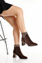 Women's Brown Imported Velvet Material Stoned Evening Dress Boots