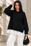 Women's Knitwear Sweater Oversize Drop Shoulder Lace Detailed Long Sleeve Crew Neck Ribbed Knitted Sweater