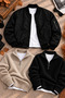 Men's 3-Piece Winter Combination Set Unisex Oversize Double Pocket Bomber Jacket College Jacket 2-Piece Half-Zip Stand Collar Thessaloniki Knit Sweater