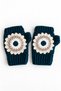 Women's Fingerless Knitted Gloves with Floral Motifs Handmade Winter Gloves Coral Orange - 4