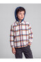 Checked Embroidered Gabardine Boys' Shirt with Hood from Uzg Store for Style Enthusiasts