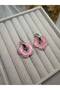 Flower Figured Dangle Silver Color Hoop Earrings Design Women's Earrings - 2