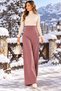 High Waist Elastic Full Lycra Z.Ra Model Knitwear Wide Trousers Pink - 5