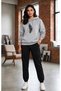 Hooded Tracksuit 2-Piece Combination Winter Sharp Feather Printed Women's / Girls' Model