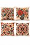 Set of 4 Pillow Covers with Tree and Bird Pattern - 3