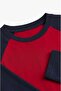 Navy Blue Red Raglan Sleeve Sweatshirt - 3
