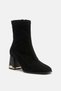 Stretch Matte Leather Zipper Detailed Thick Heeled Women's Boots Black - 6