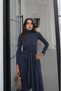 Navy Blue Belted Blouse and Trousers Set with Tie Detail - 4
