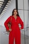 Red Pierce Sweatshirt Pants Set - 2