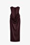 Burgundy Vesper Drape Detailed Strapless Dress - 3