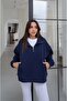 Lacivert Collar Zipper High Neck Sweatshirt - 3