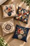 Tile Flower Pot Flowers Patterned 4-Piece Throw Pillow Cover Set - 2