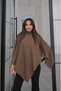 Brown Asymmetrical Cut Poncho Sweater - 2