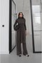 Brown Belted Blouse and Trousers Set with Tie Detail