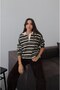 Khaki Anton Striped Polo Collar Sweater