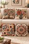 Set of 4 Pillow Covers with Tree and Bird Pattern