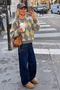 Crew Neck Patterned Women's Oversize Knitwear Sweater - 4