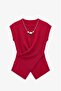 Red Side Buttoned Blouse with Pendant Detail - 6
