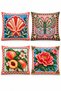 3D Printed Peach and Rose Patterned 4-Piece Throw Pillow Cover Set - 3