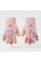Girl's Princess Figured Tulle Lycra Knitted Gloves |   3-8 Years Old Warm Winter Gloves with 3D Baby Finger Tips - 3