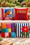 Printed Embroidery Appearance Mi Amore Patterned 4-Piece Throw Pillow Cover Set