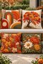 Autumn Printed Embroidery Look Floral Patterned 4-Piece Throw Pillow Cover Set