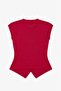Red Side Buttoned Blouse with Pendant Detail - 7